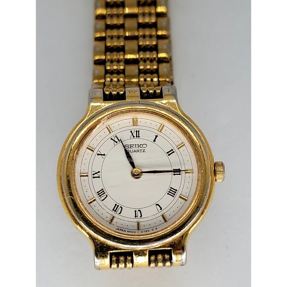 Vintage Seiko Quartz Roman Numeral Watch with Gold-Tone Bracelet - Picture 1 of 5